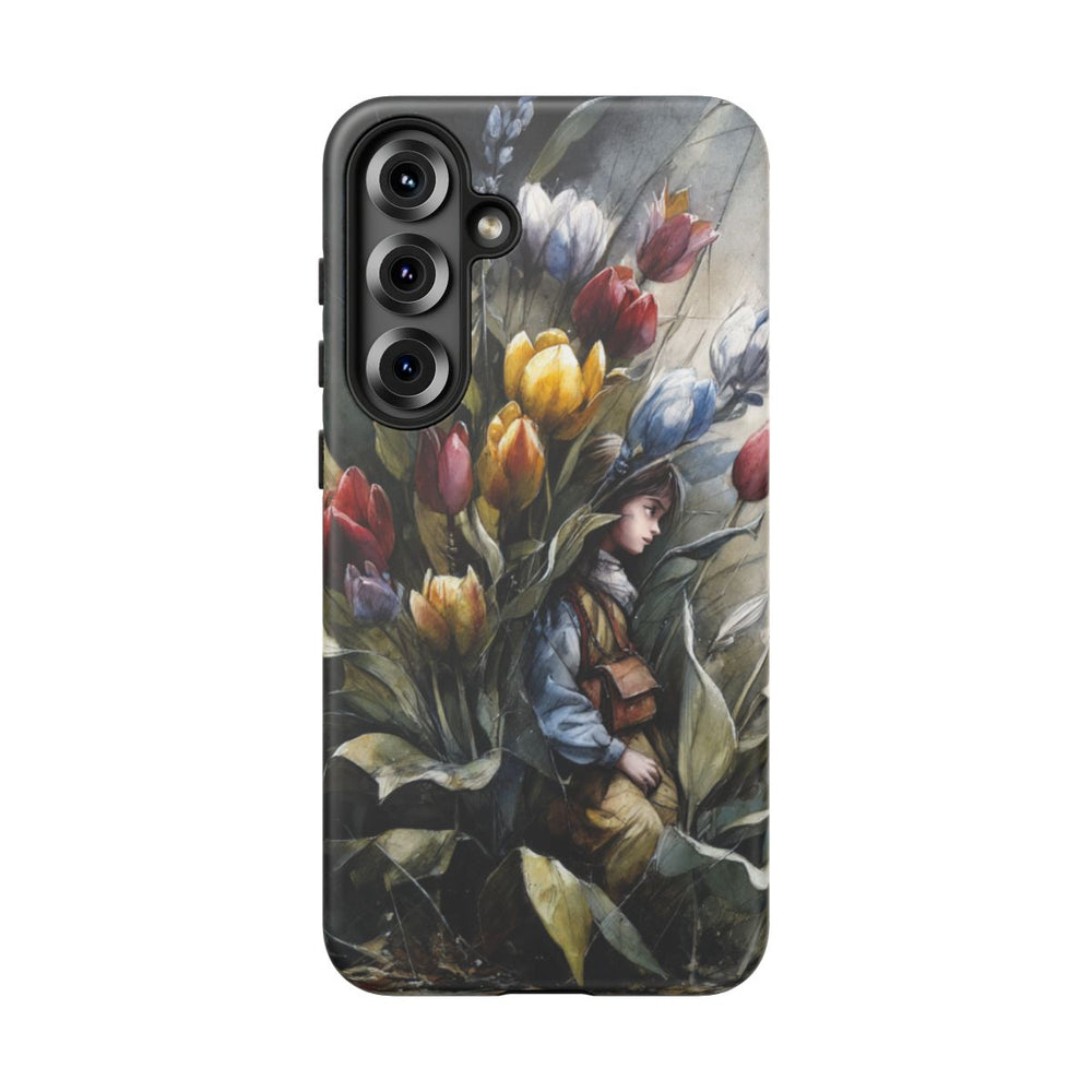 Meisje Tussen Kleurrijke Tulpen