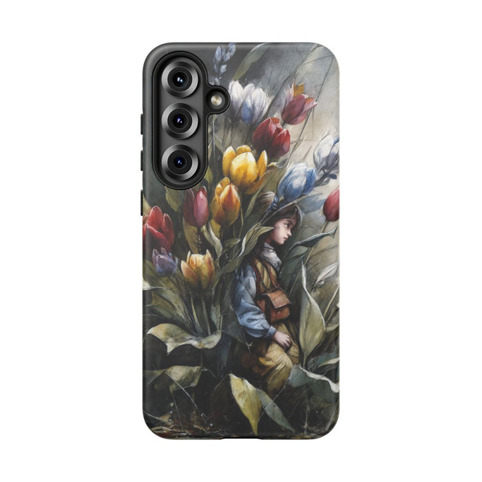 Meisje Tussen Kleurrijke Tulpen