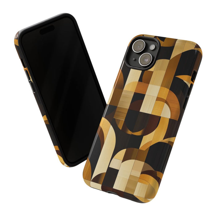Geometrisch Art Deco Patroon in Bruin en Goud