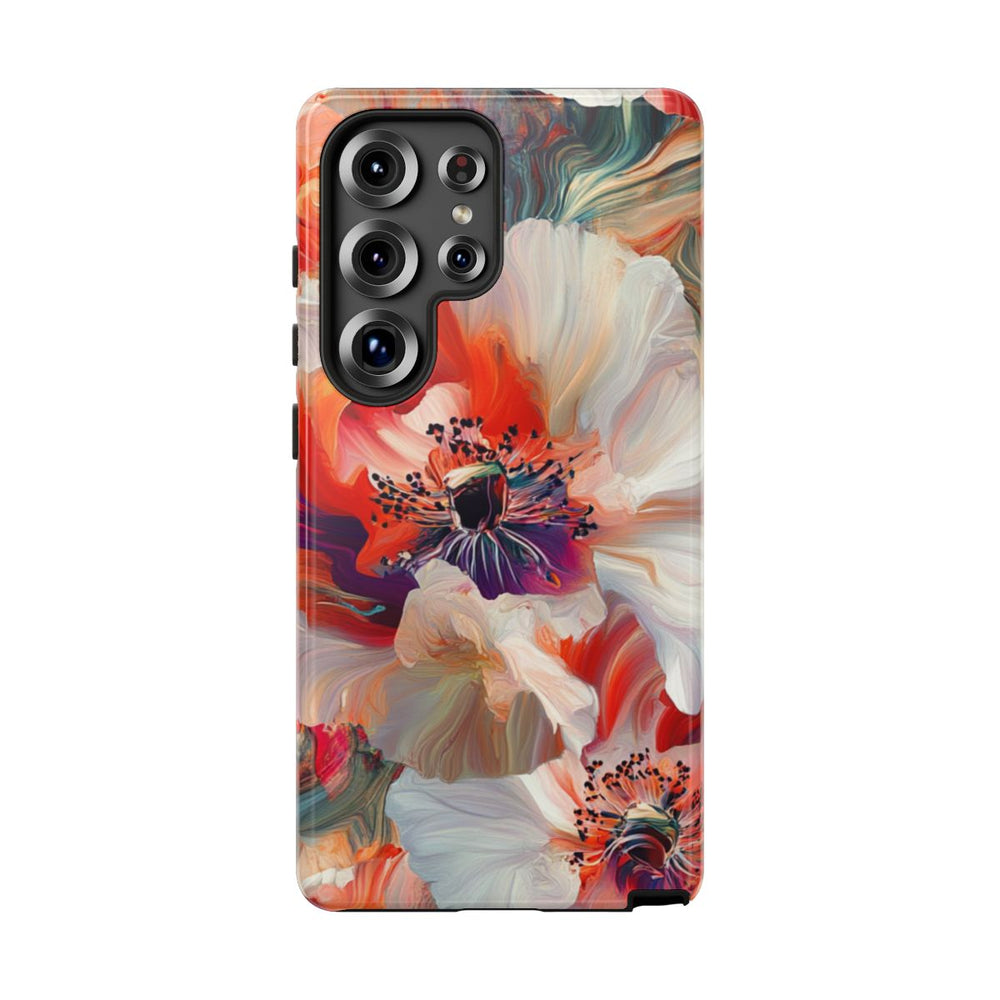 Abstracte Bloemmotieven in Rood en Wit