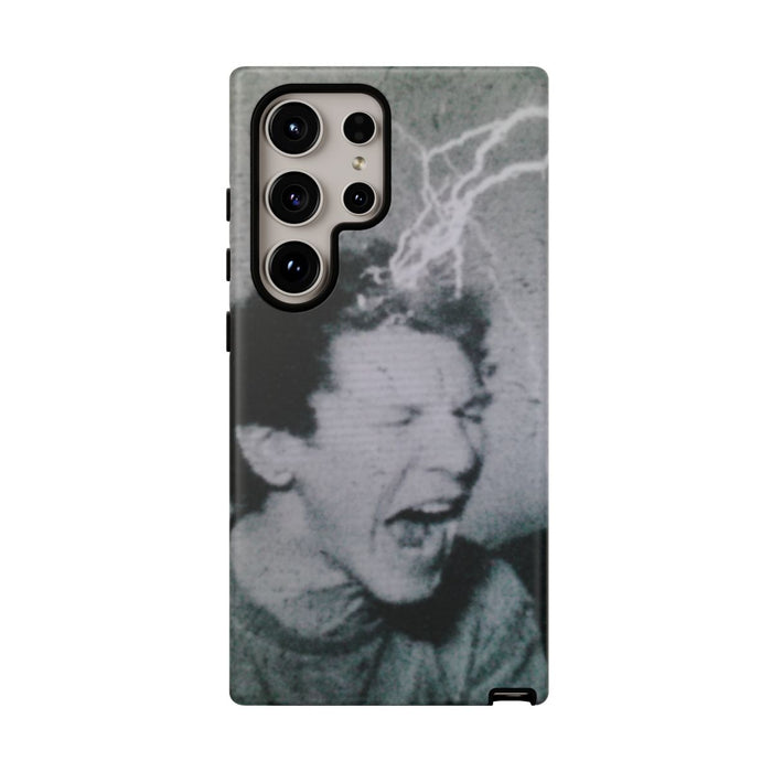 Zwart-Wit Portret met Bliksemeffect en Vintage Look