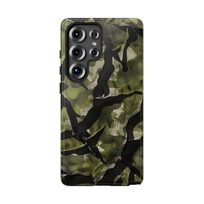 Groen Camouflagepatroon met Zwarte Abstracte Vormen