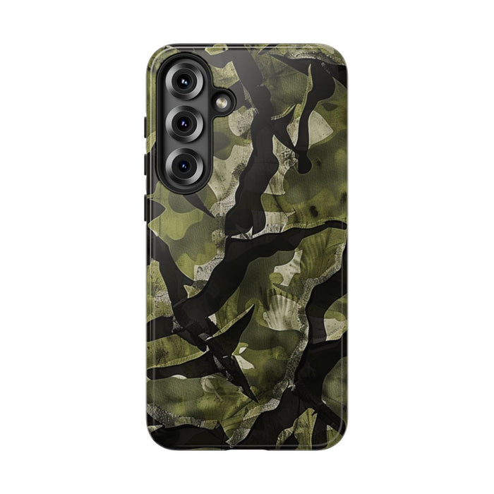 Groen Camouflagepatroon met Zwarte Abstracte Vormen
