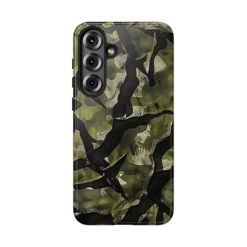 Groen Camouflagepatroon met Zwarte Abstracte Vormen