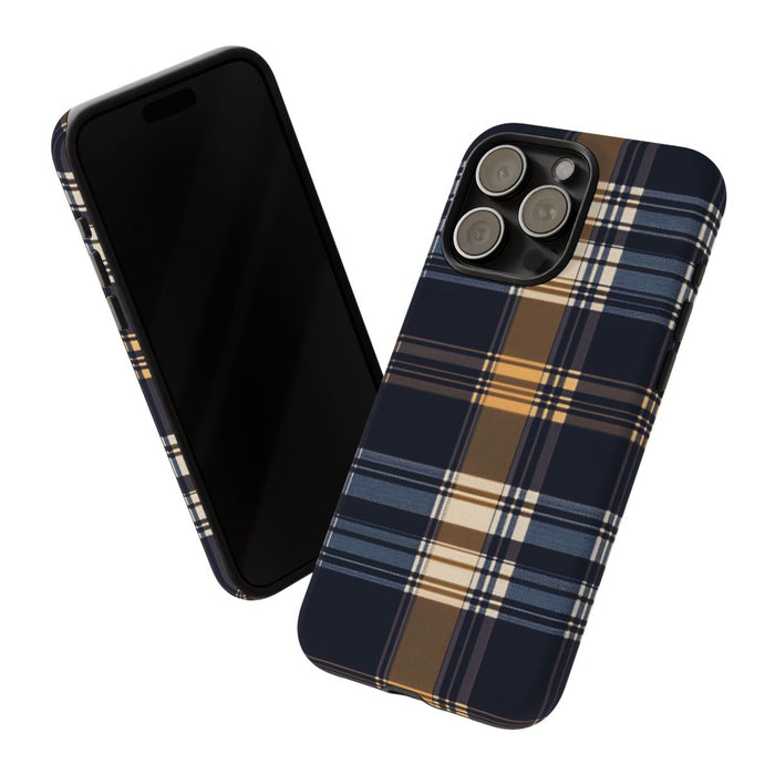 Caramel en Donkerblauw Geruit Patroon