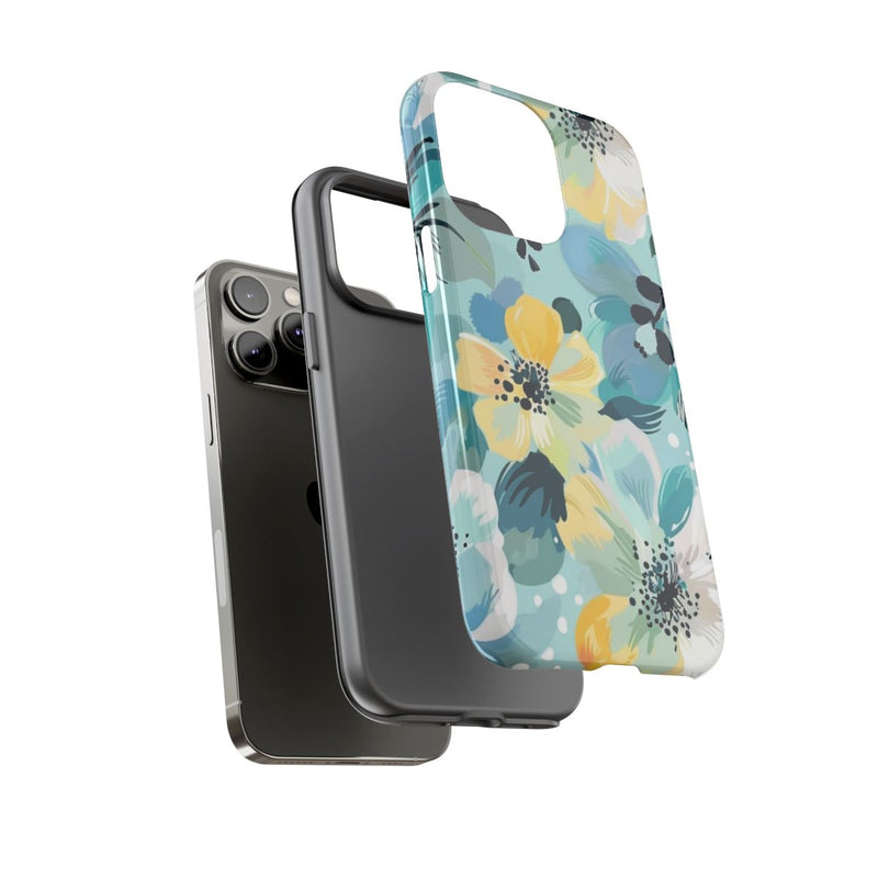 Turquoise Bloemenpatroon met Stippen