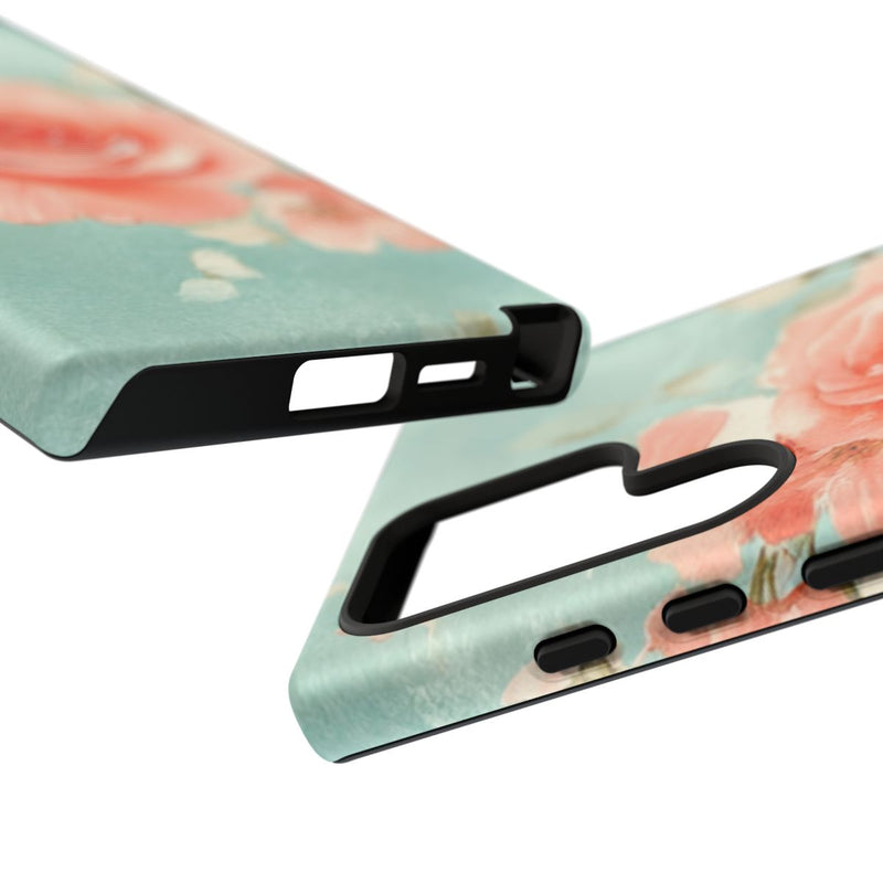 Aquarel Roze Rozen op Turquoise Achtergrond