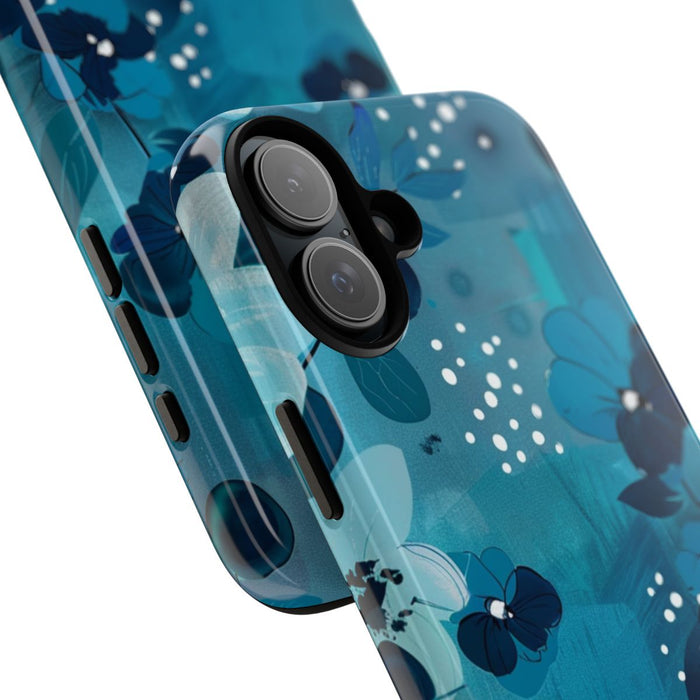 Turquoise Bloemenpatroon met Stippen