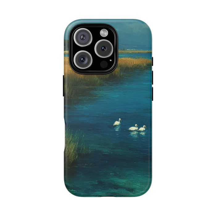 Blauwe Lagune Delta Landschap met Zwanen