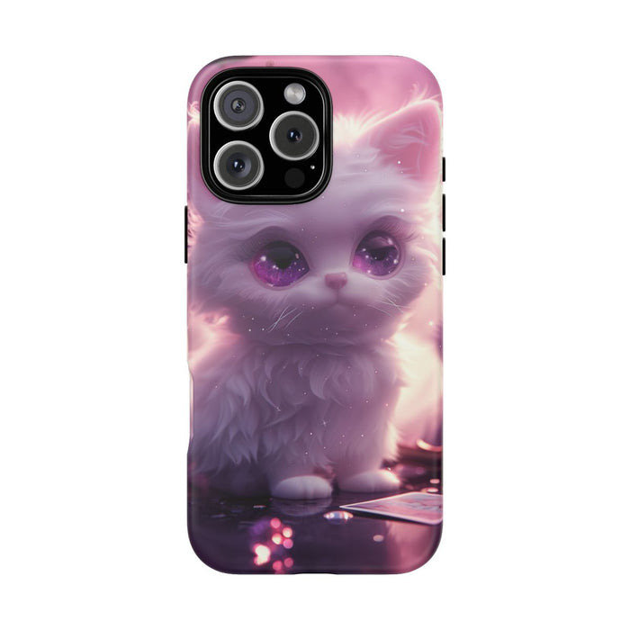 Witte Fluffy Kat met Paarse Ogen
