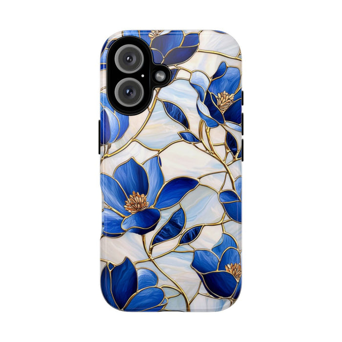 Blauw Gebloemd Glas-in-loodpatroon