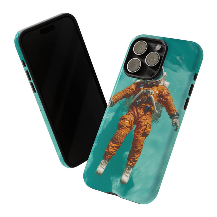 Astronaut in Oranje Pak Zwevend op Water