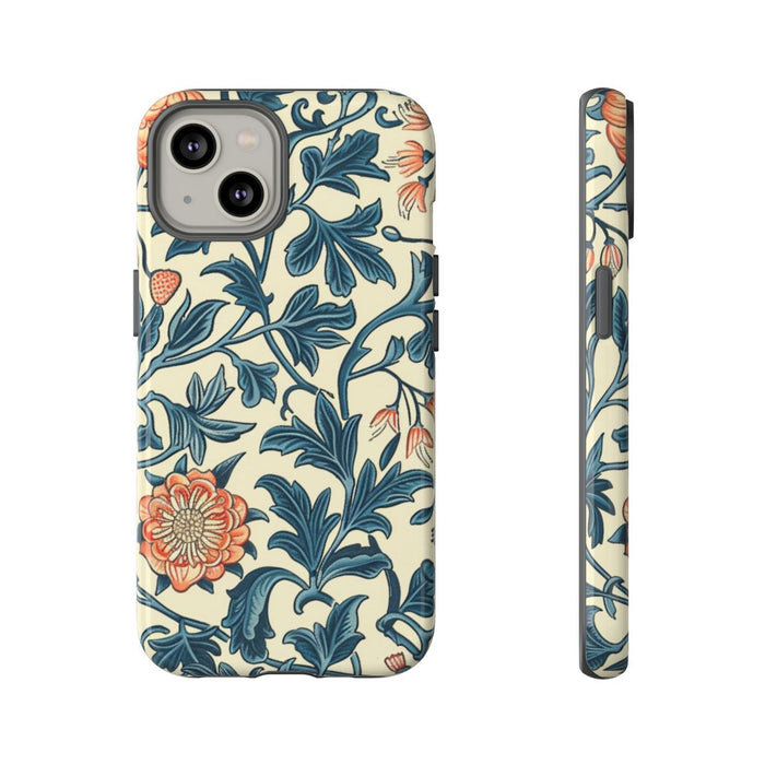 Blauw-Oranje Bloemenpatroon