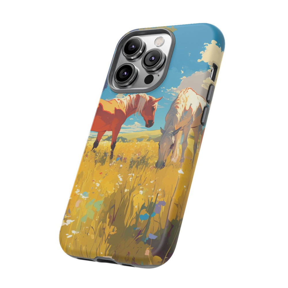 Paarden Grazend in Zonnig Veld