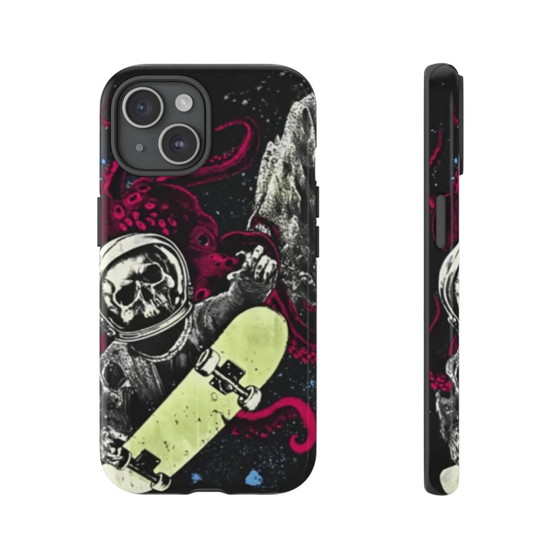 Schedel-Astronaut met Skateboard en Octopus