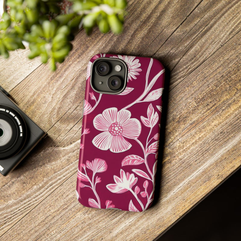 Roze en Witte Bloemenprint