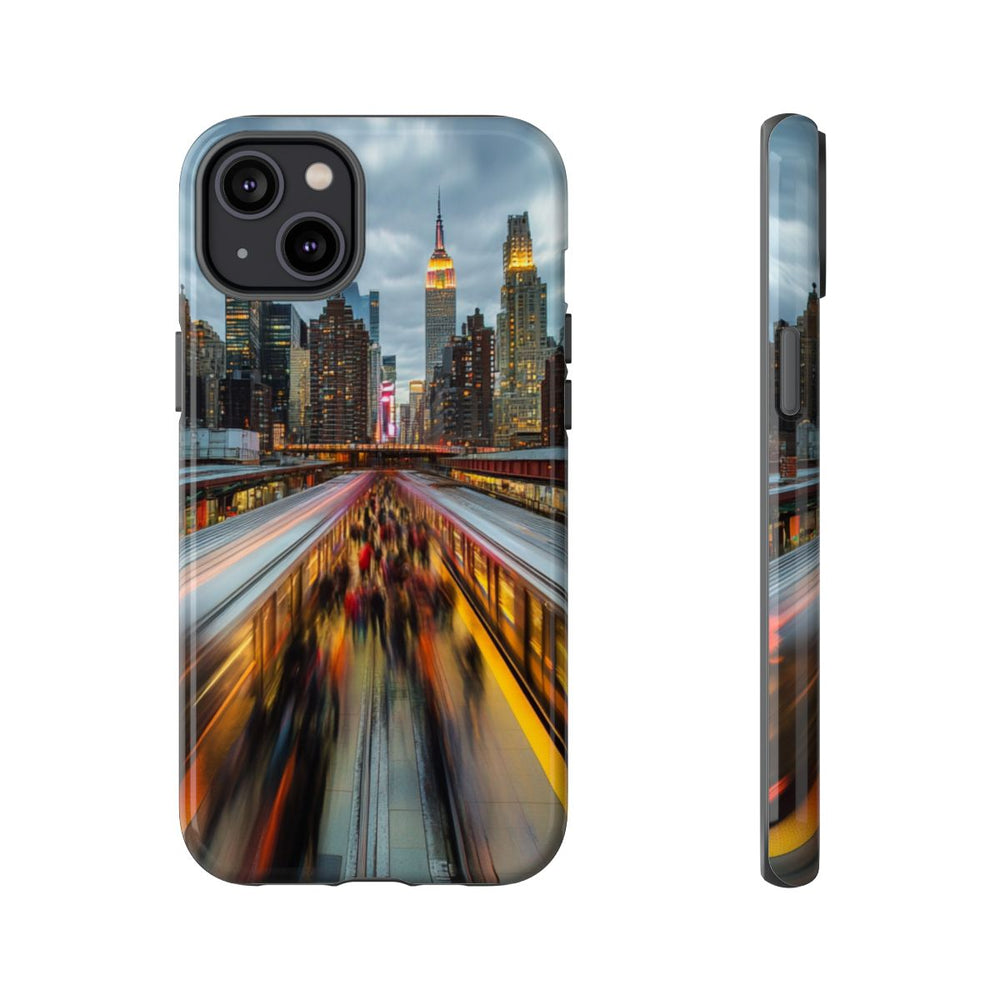 Stedelijke Skyline met Bewegende Metro