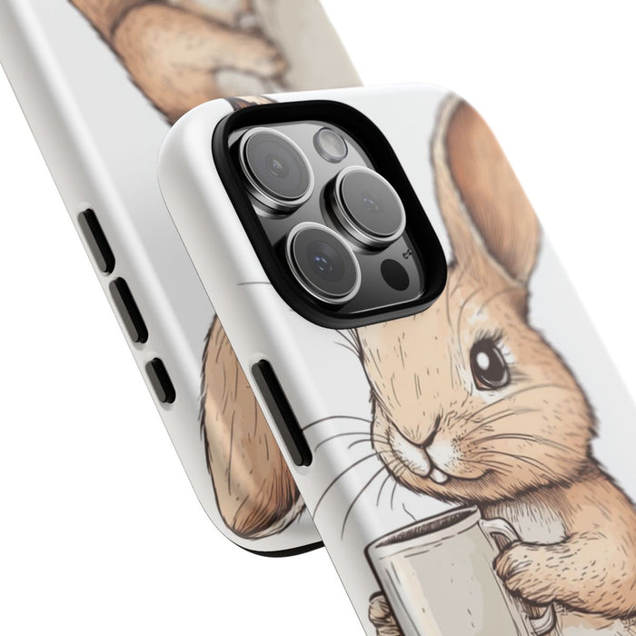 Schattige Bruine Konijn met Koffiemok Illustratie