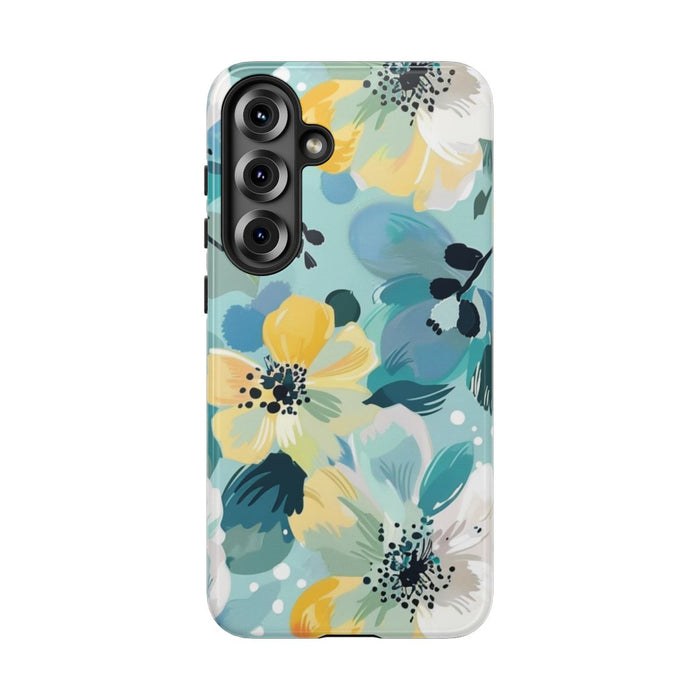 Turquoise Bloemenpatroon met Stippen