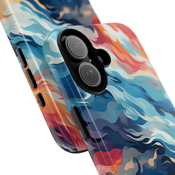 Abstracte Oceaangolven met Vurige Kleuren