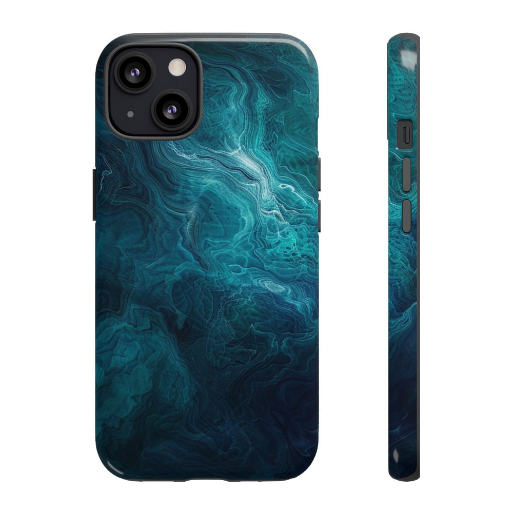 Mystieke Blauwe en Teal Abstracte Krullen