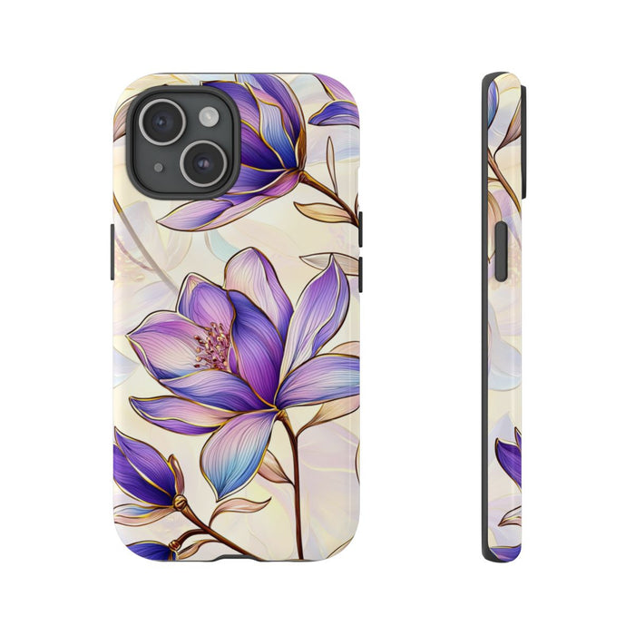 Paarse Magnolia's met Bloemenpatroon