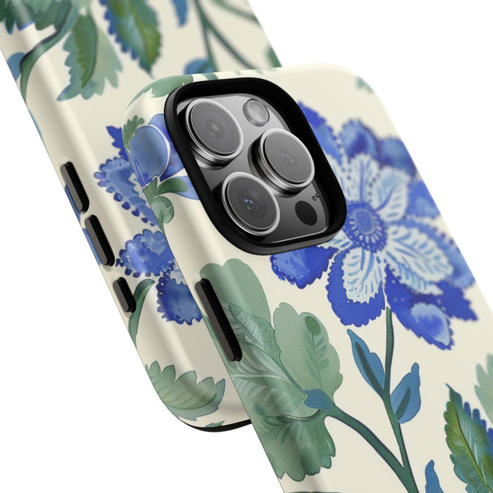 Blauw Waterverf Bloemenpatroon