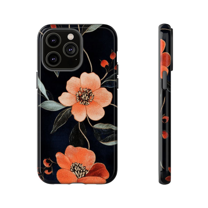 Oranje Geborduurd Bloemenpatroon