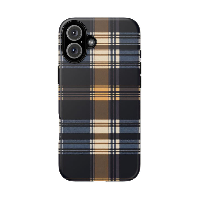 Caramel en Donkerblauw Geruit Patroon