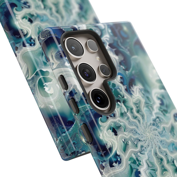 Blauw-Groene Fractalwerveling met Glans