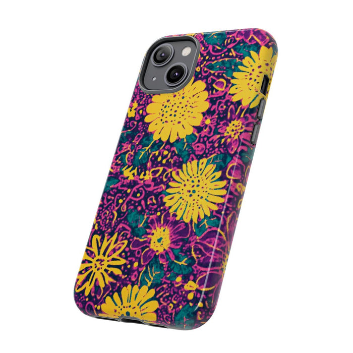 Gele en Paarse Bloemenprint