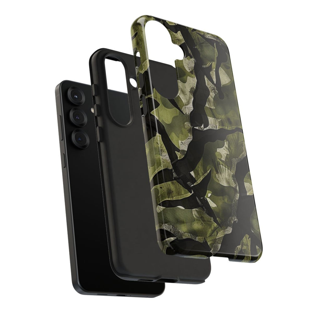 Groen Camouflagepatroon met Zwarte Abstracte Vormen