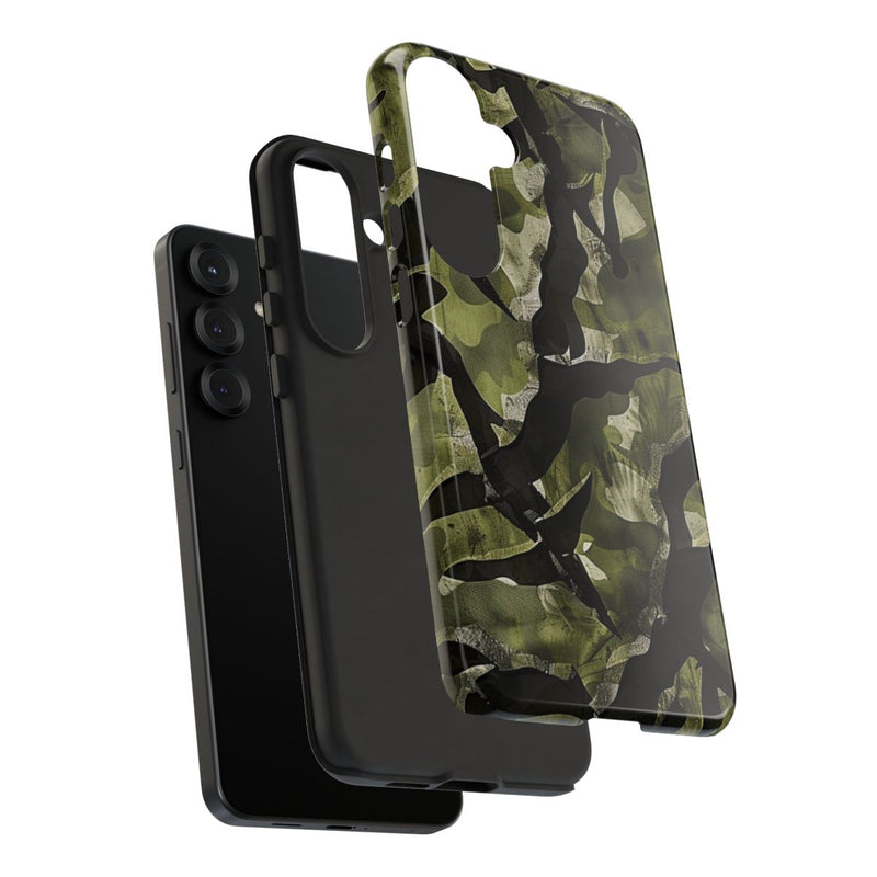 Groen Camouflagepatroon met Zwarte Abstracte Vormen