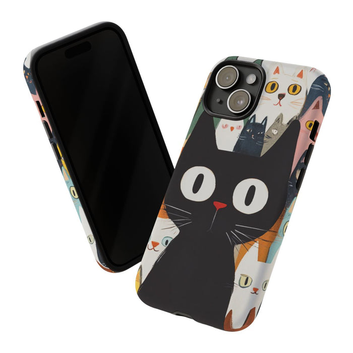 Vrolijke Cartoonkatten met Grote Zwarte Kat