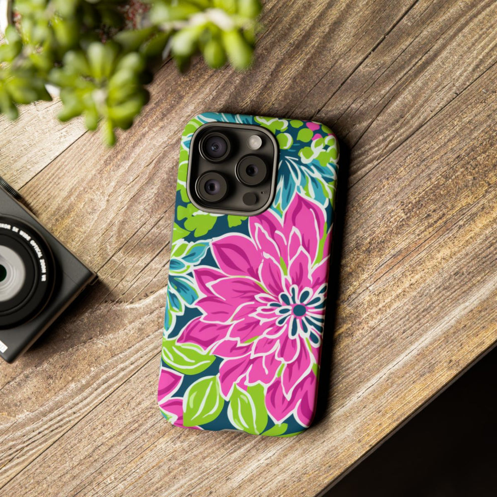 Vrolijk Bloemenpatroon met Roze en Blauwe Bloemen