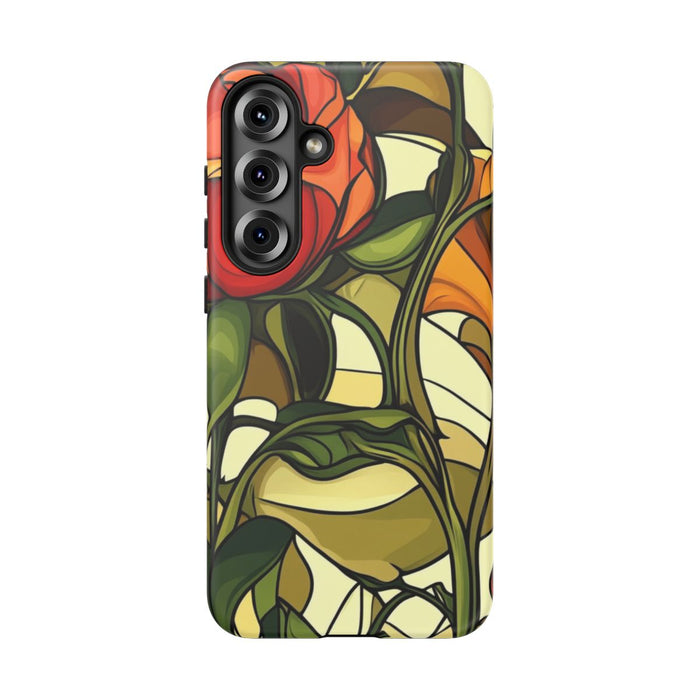Abstracte Botanische Rood-Oranje Bloemen