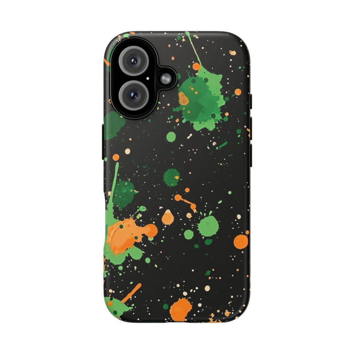 Groene en Oranje Verfspattenpatroon