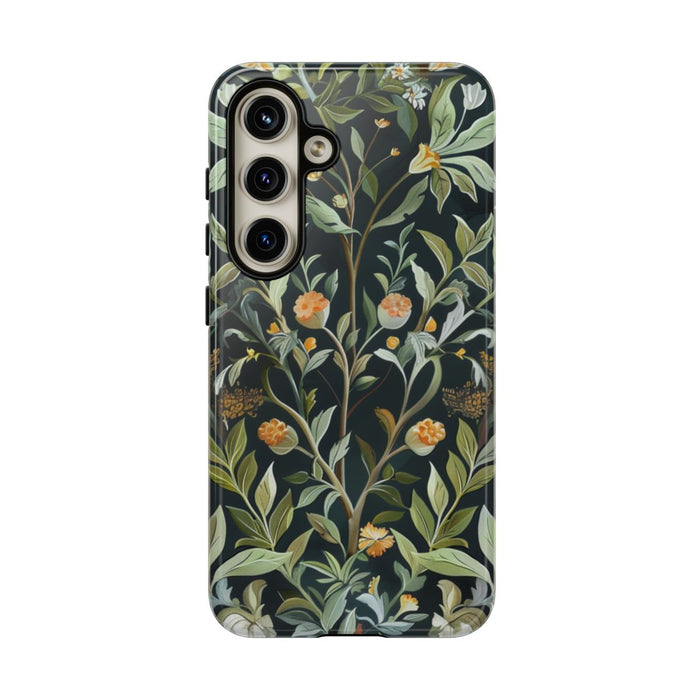 Gedetailleerde Botanische Illustratie met Oranje Bloemen