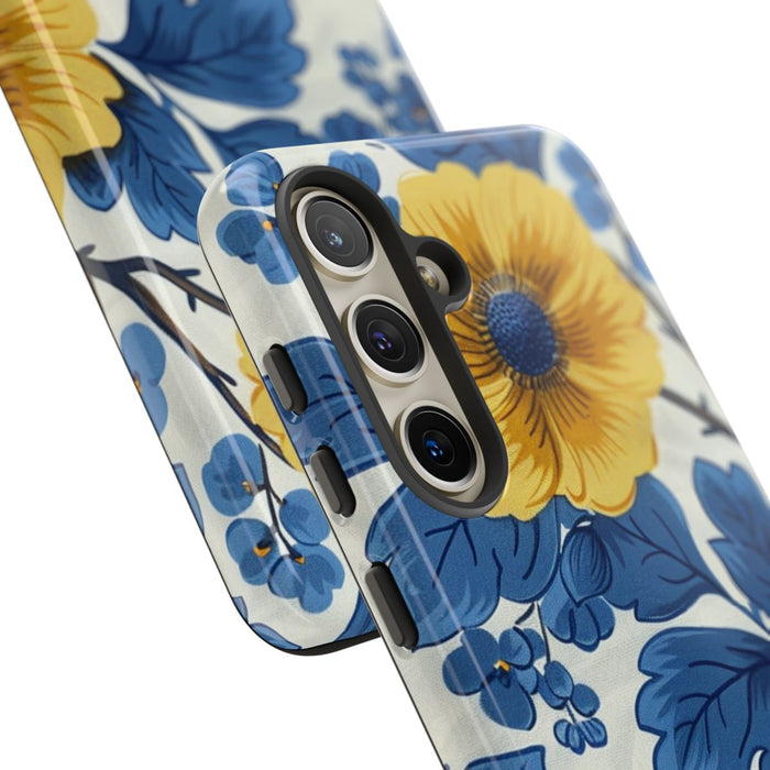 Blauw-Geel Bloemenpatroon