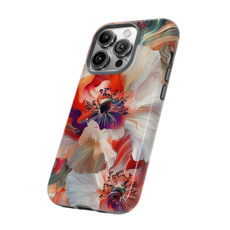 Abstracte Bloemmotieven in Rood en Wit