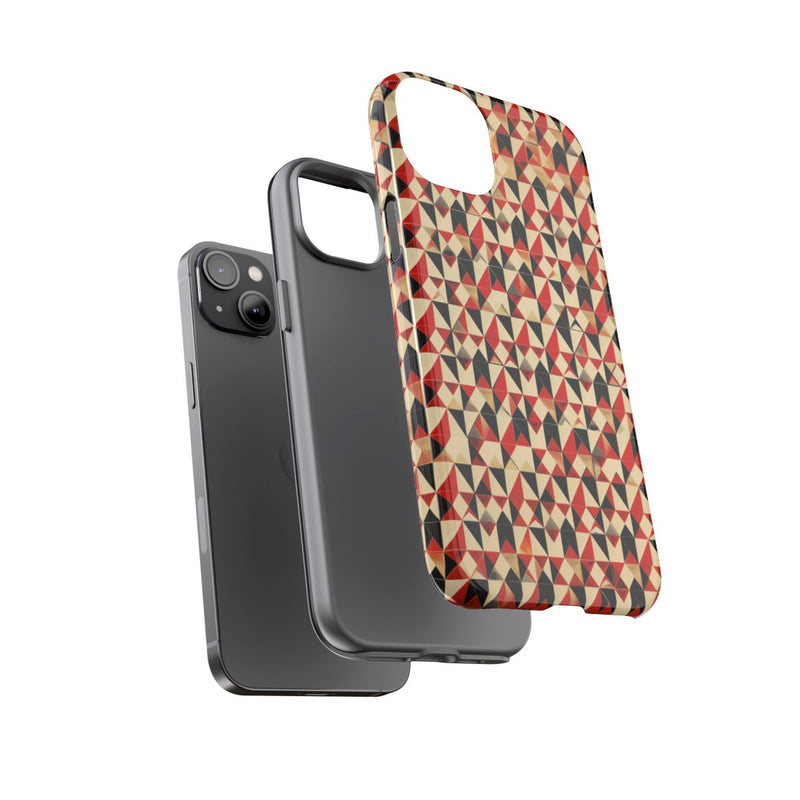 Geometrisch Abstract Patroon in Rood en Zwart