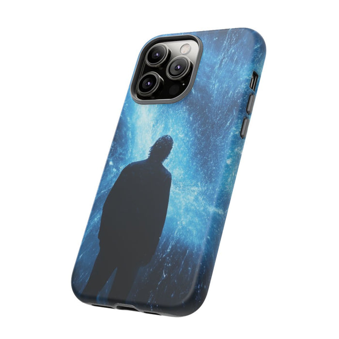 Silhouet met Blauwe Lichtflits