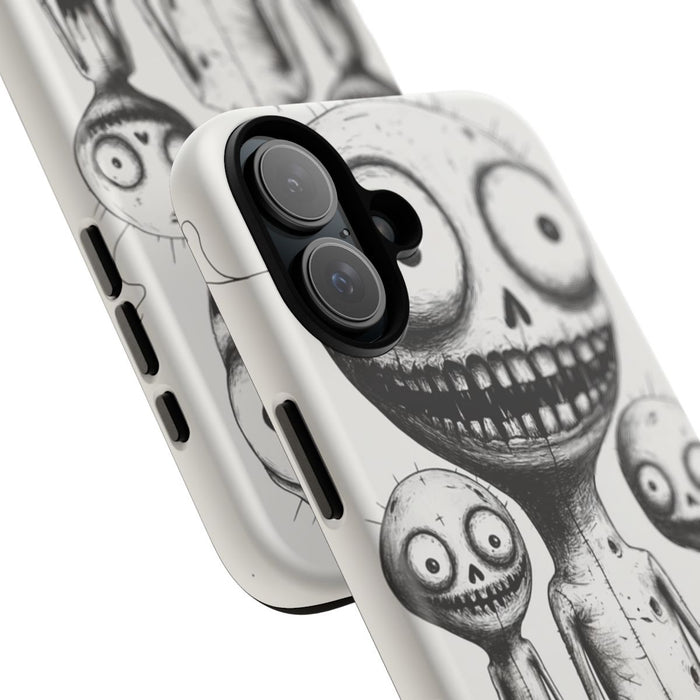 Drie Slijmerige Monsterfiguren in Lijntekening