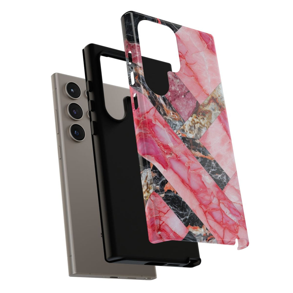 Roze en Zwart Geometrisch Marmerpatroon