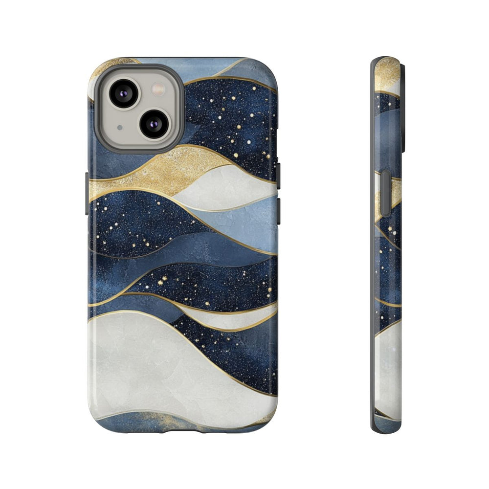 Abstract Blauw-Goud Golvenpatroon