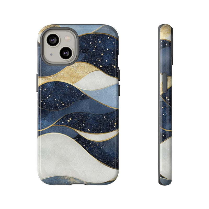 Abstract Blauw-Goud Golvenpatroon