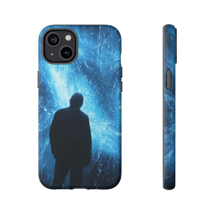 Silhouet met Blauwe Lichtflits