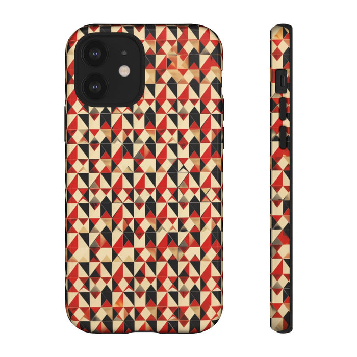 Geometrisch Abstract Patroon in Rood en Zwart