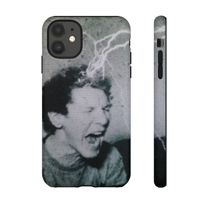 Zwart-Wit Portret met Bliksemeffect en Vintage Look
