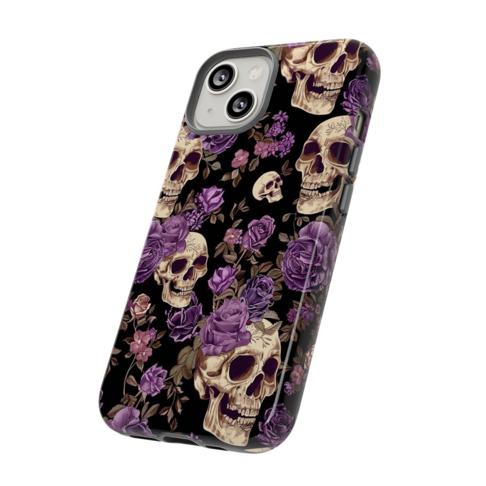 Paarse Rozen en Schedels Patroon